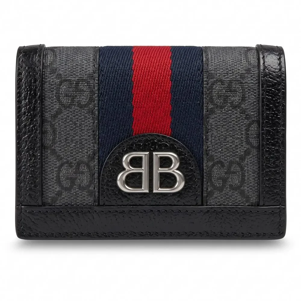 Balenciaga x Gucci Hacker Project BB Canvas Monogram Ophidia Web Black Wallet